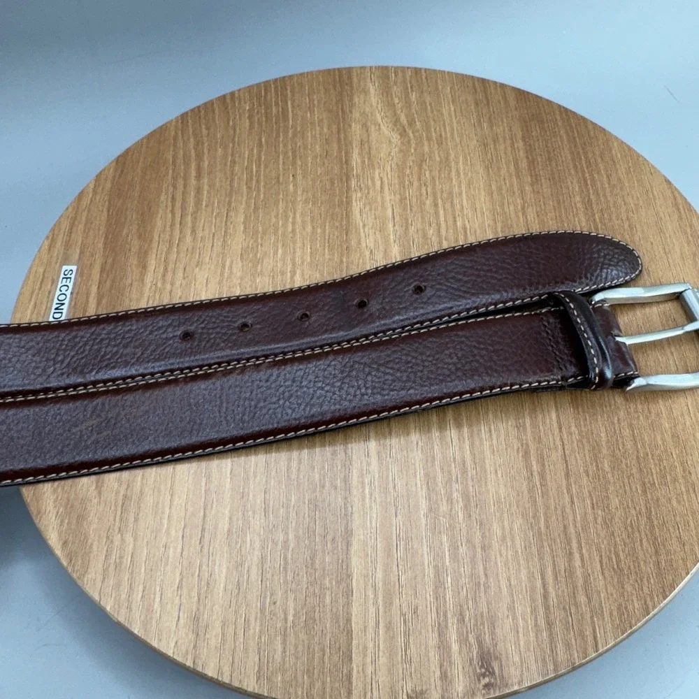 Eddie Bauer Leather Belt 38‎ Brown Pebbled Gorpcore Rugged Outdoor Classic